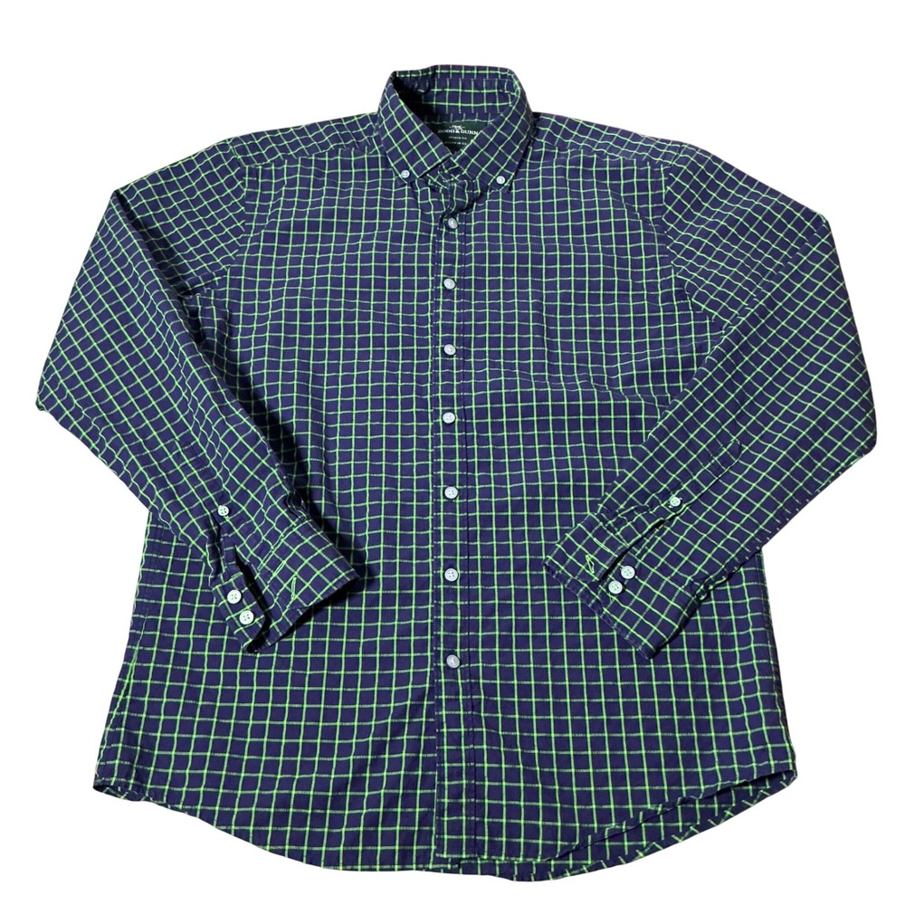 Rodd & Gunn Preppy‎ Mens L Sports Fit Shirt Navy Check Woven in Italy LP5176A